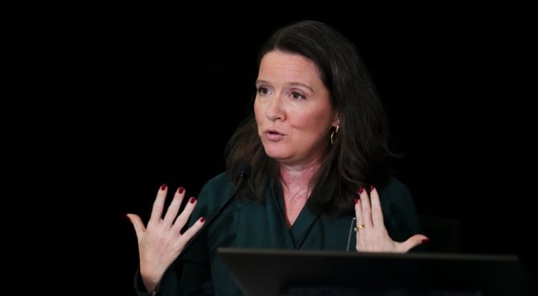 Prime Minister Justin Trudeau's chief of staff Katie Telford appears as a witness at the Foreign Interference Commission in Ottawa on Tuesday, Oct. 15, 2024.