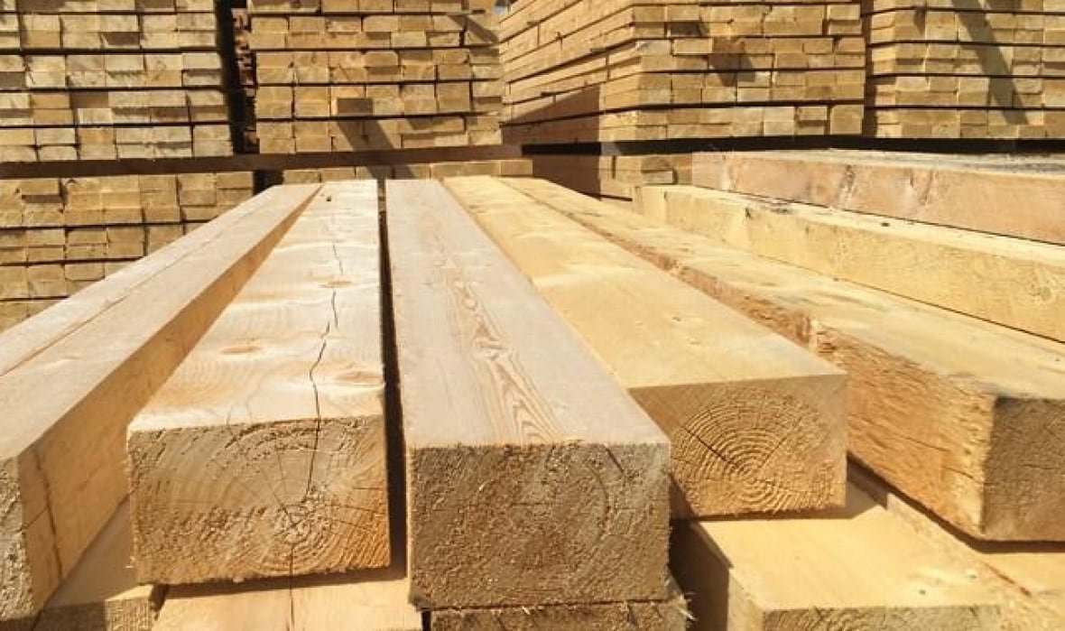 Pile of cut square lumber