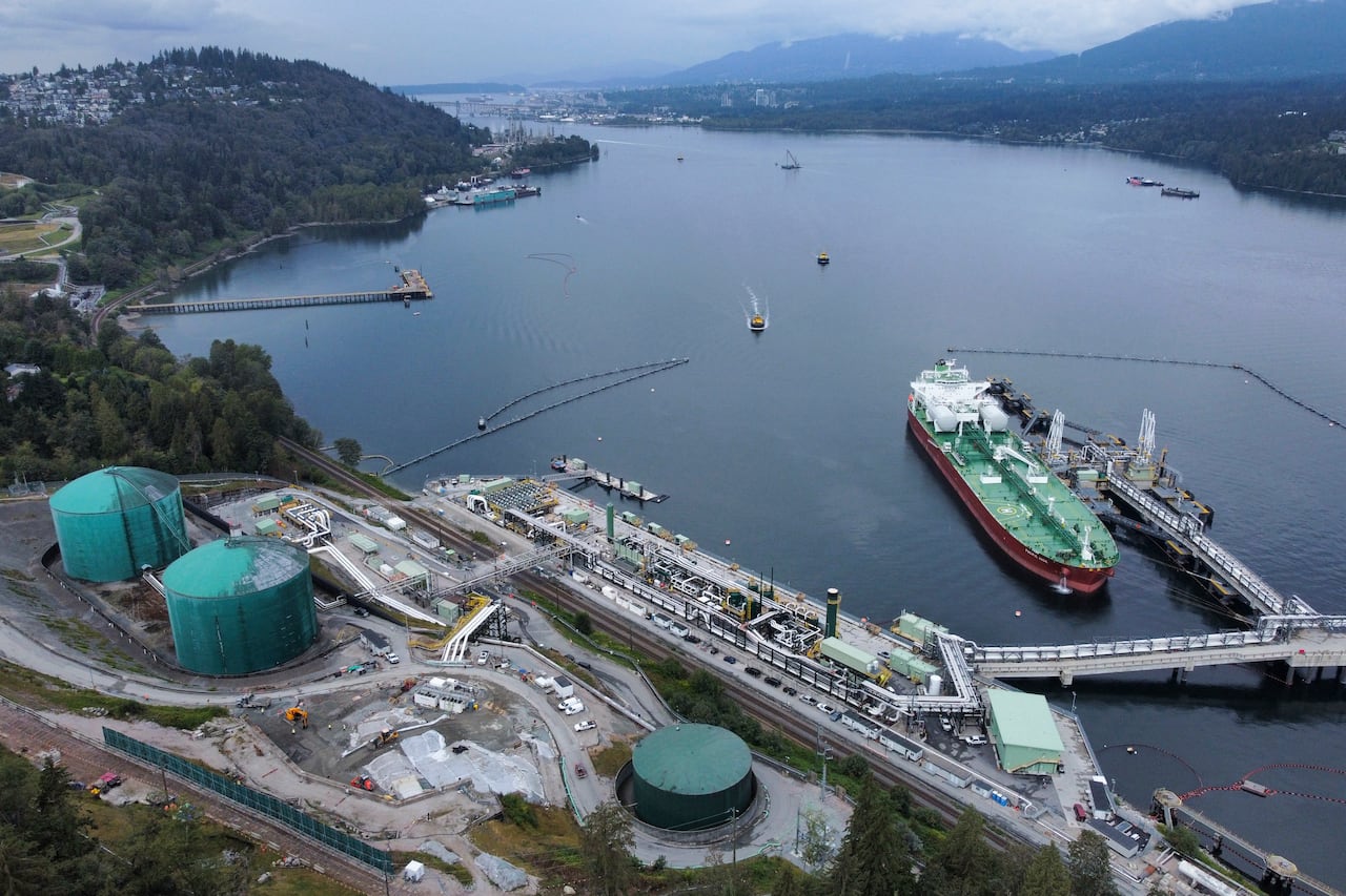 When the Trans Mountain pipeline was successfully duplicated in 2024 it terminated at Westridge Marine Terminal in Burrard Inlet, in Metro Vancouver.